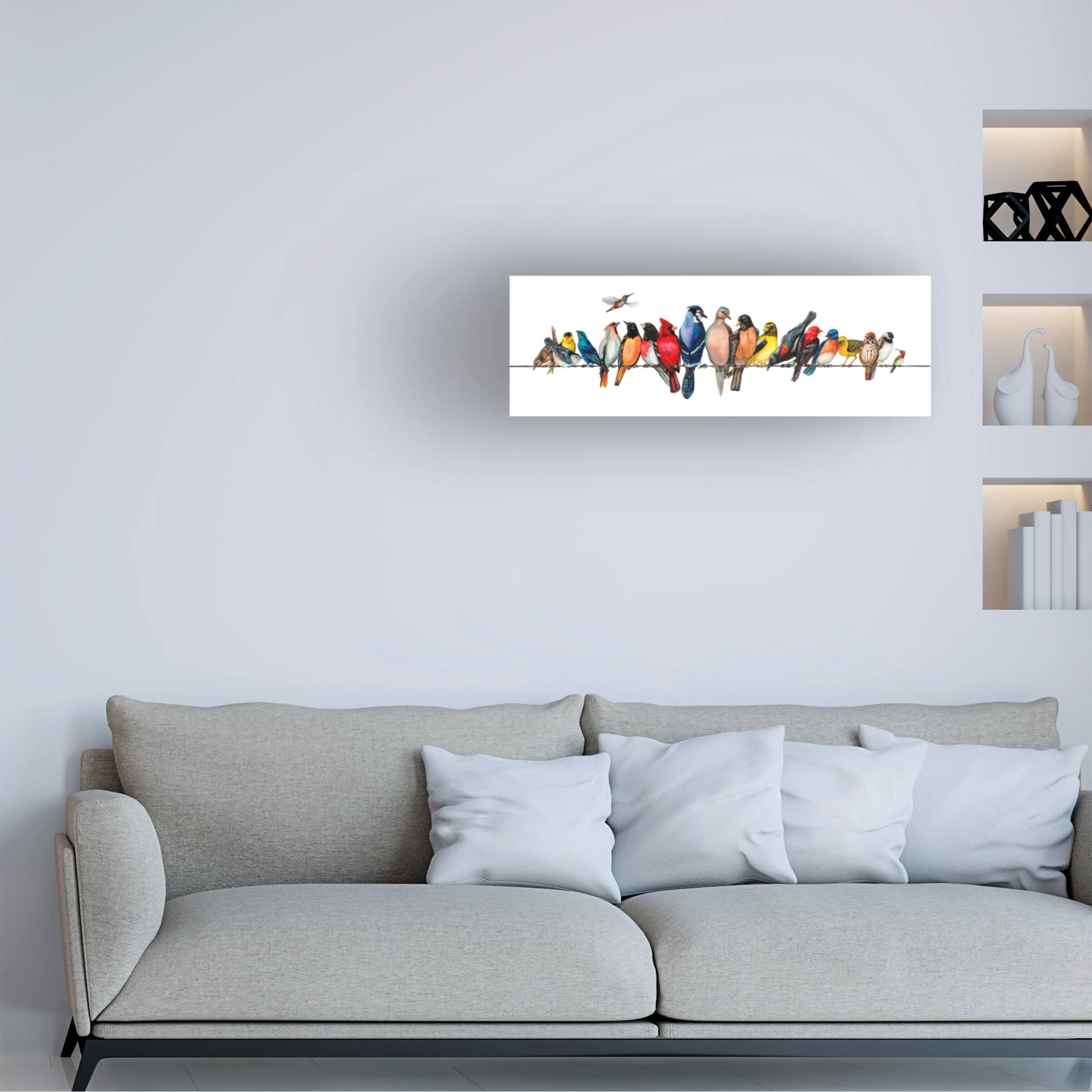 Angle. Trademark Fine Art - Wendy Russell 'Large Bird Menagerie Ii' Canvas Art - Multicolor.