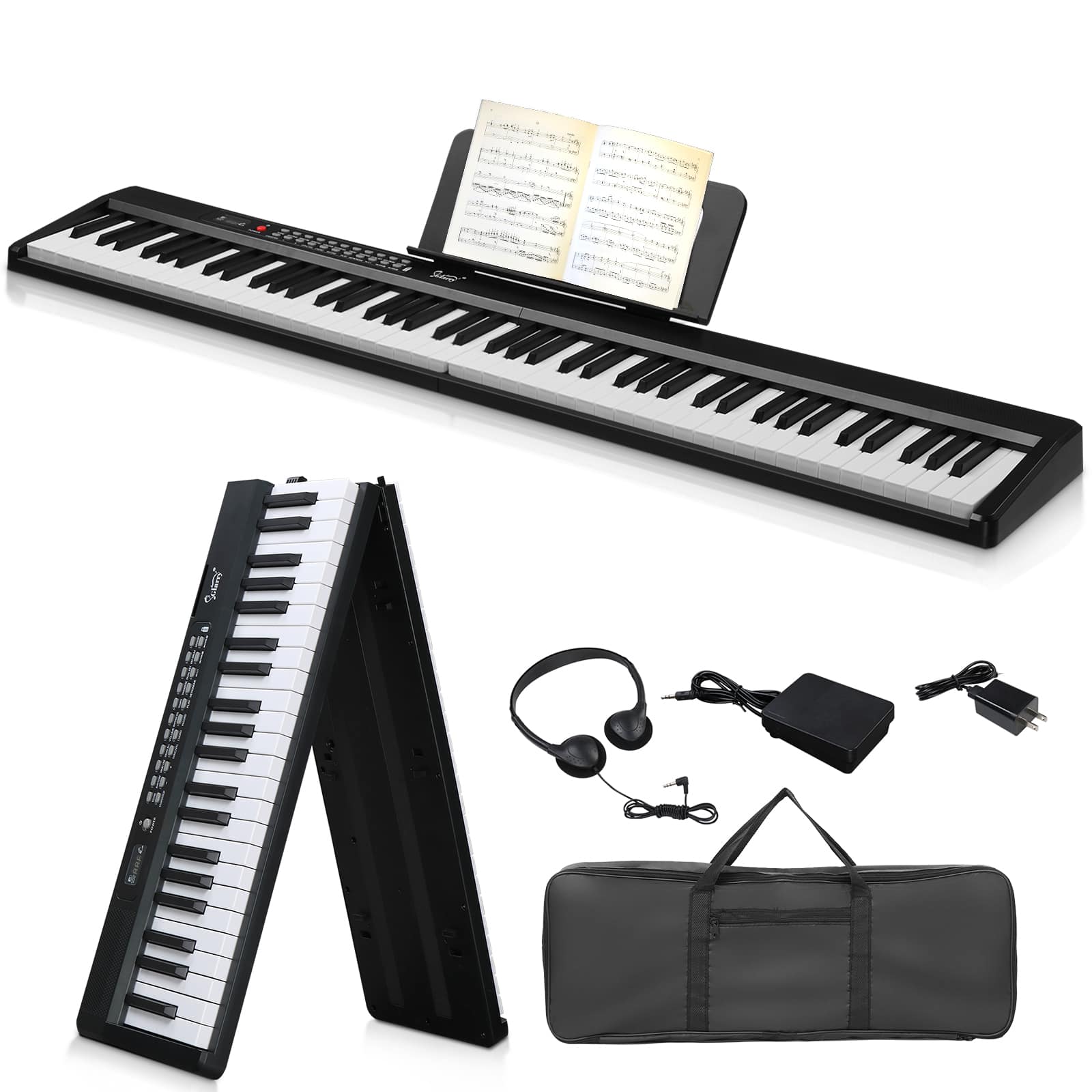 Winado - Glarry Fold 88-Key Digital Piano Semi-Weighted Electronic Keyboard,Headphone,Bag
