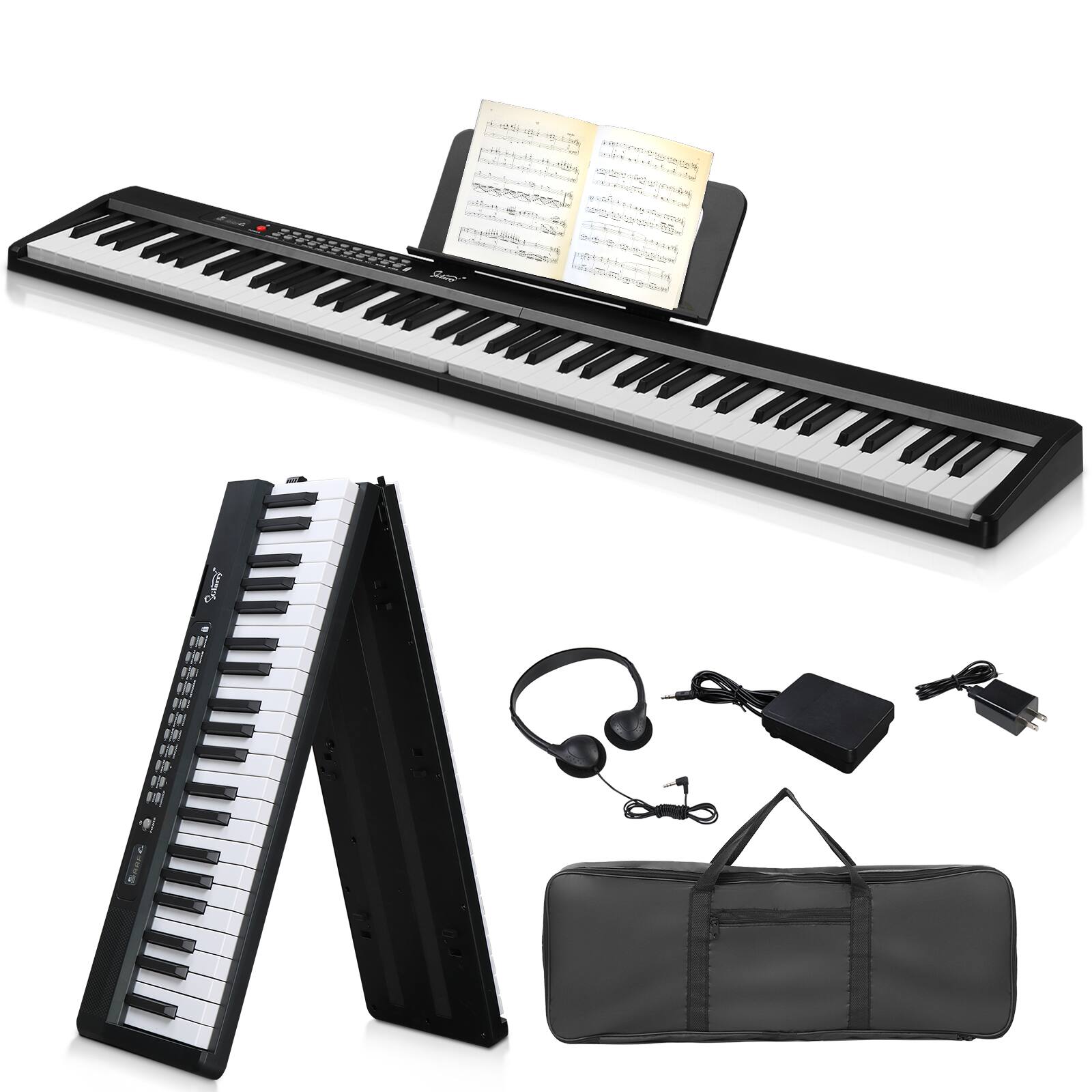 Front. Winado - Glarry Fold 88-Key Digital Piano Semi-Weighted Electronic Keyboard,Headphone,Bag.