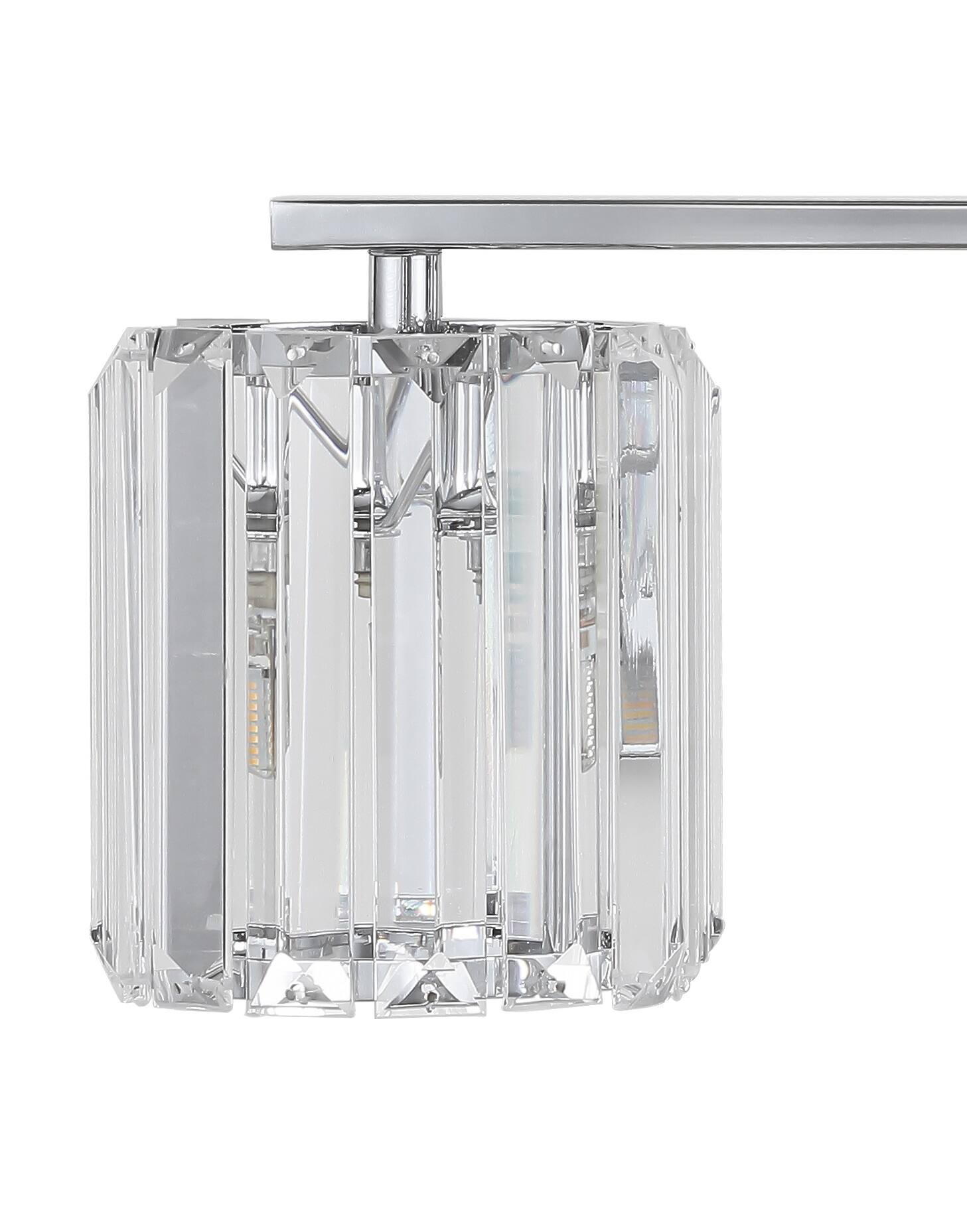Alt View 4. Jonathan Y - Coco Prism Vintage 23" 3-Light Metal/Glass Classic Glam LED Vanity Light, Chrome - Chrome.