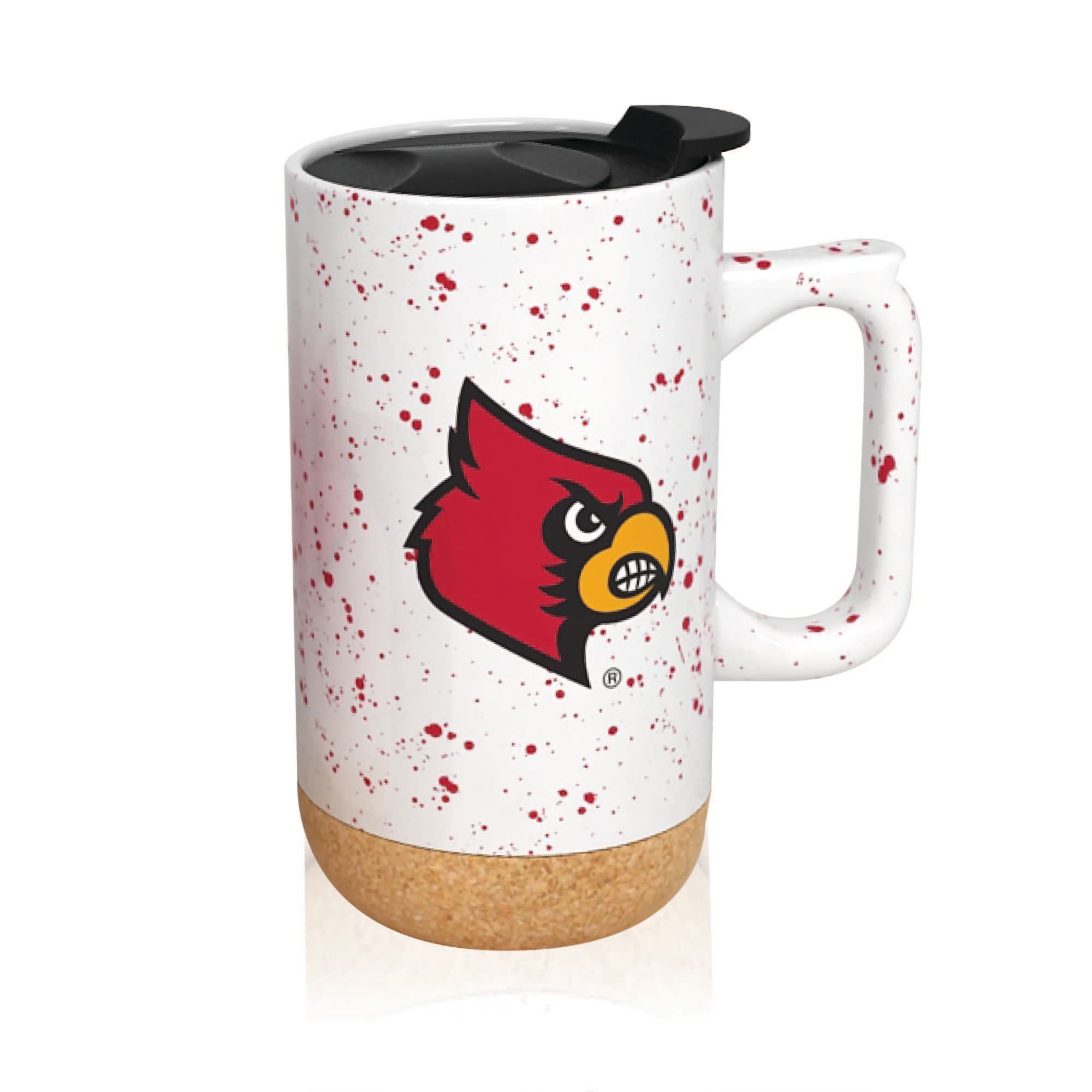 Alt View 1. Indigo Falls - Louisville Cardinals 18oz. Speckle Cork Mug - Cream.
