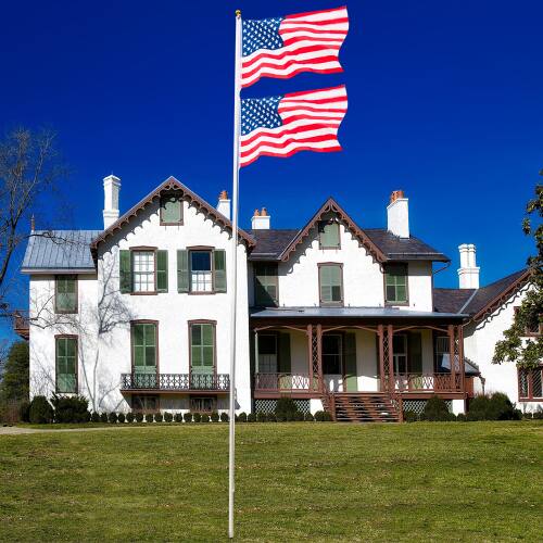 Alt View 6. Winado - 20FT Sectional Aluminum Flag Pole Kit with 3x5 Flag, Golden Ball Flagpole Topper for Outdoor Yard Garden Residential - Sliver.