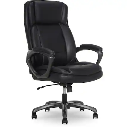 Front. Thomasville Furniture - Lansing Ergonomic Polyurethane Big & Tall Chair, 400 lb. Capacity, Black (52398-BLK) - Black.