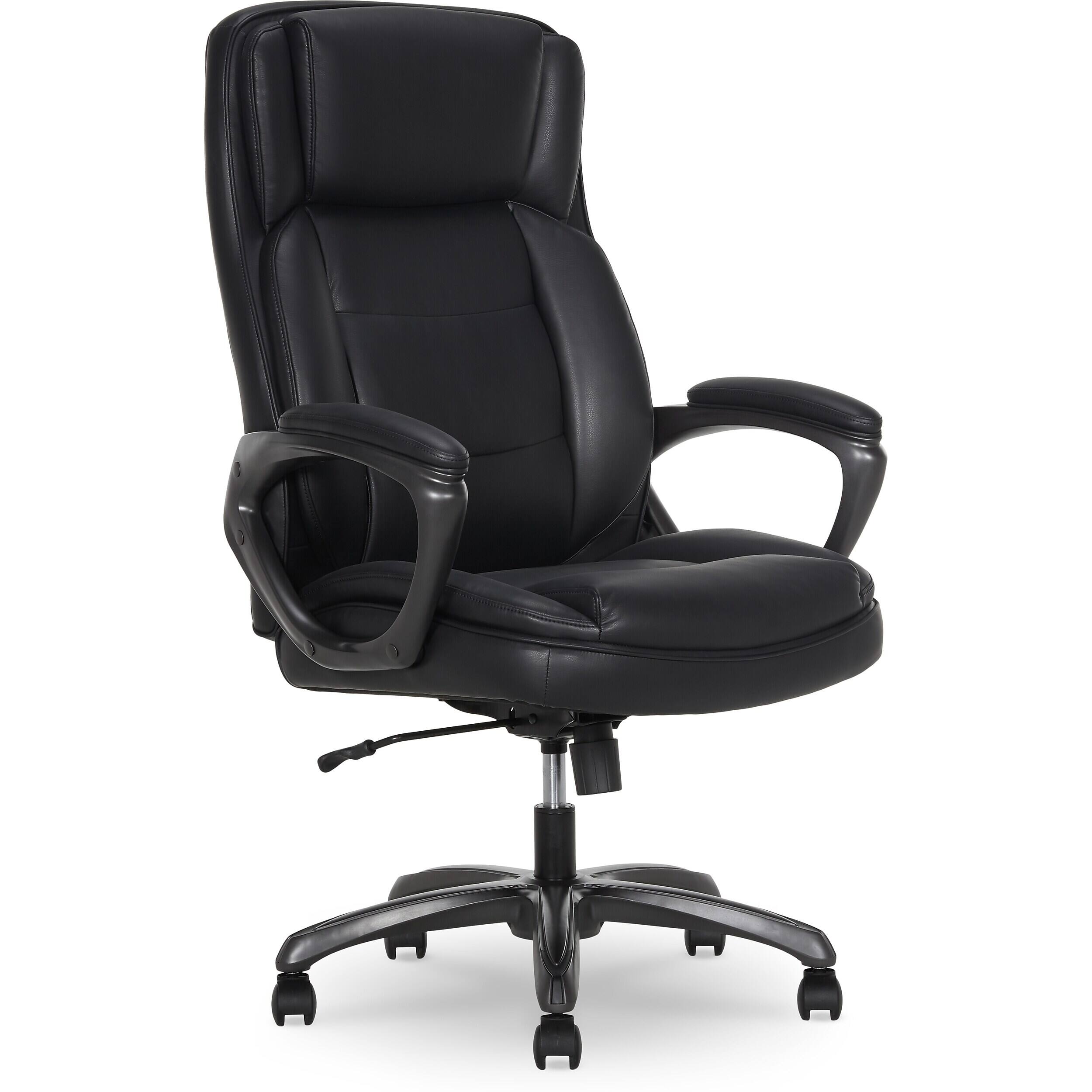 Front. Thomasville Furniture - Lansing Ergonomic Polyurethane Big & Tall Chair, 400 lb. Capacity, Black (52398-BLK) - Black.