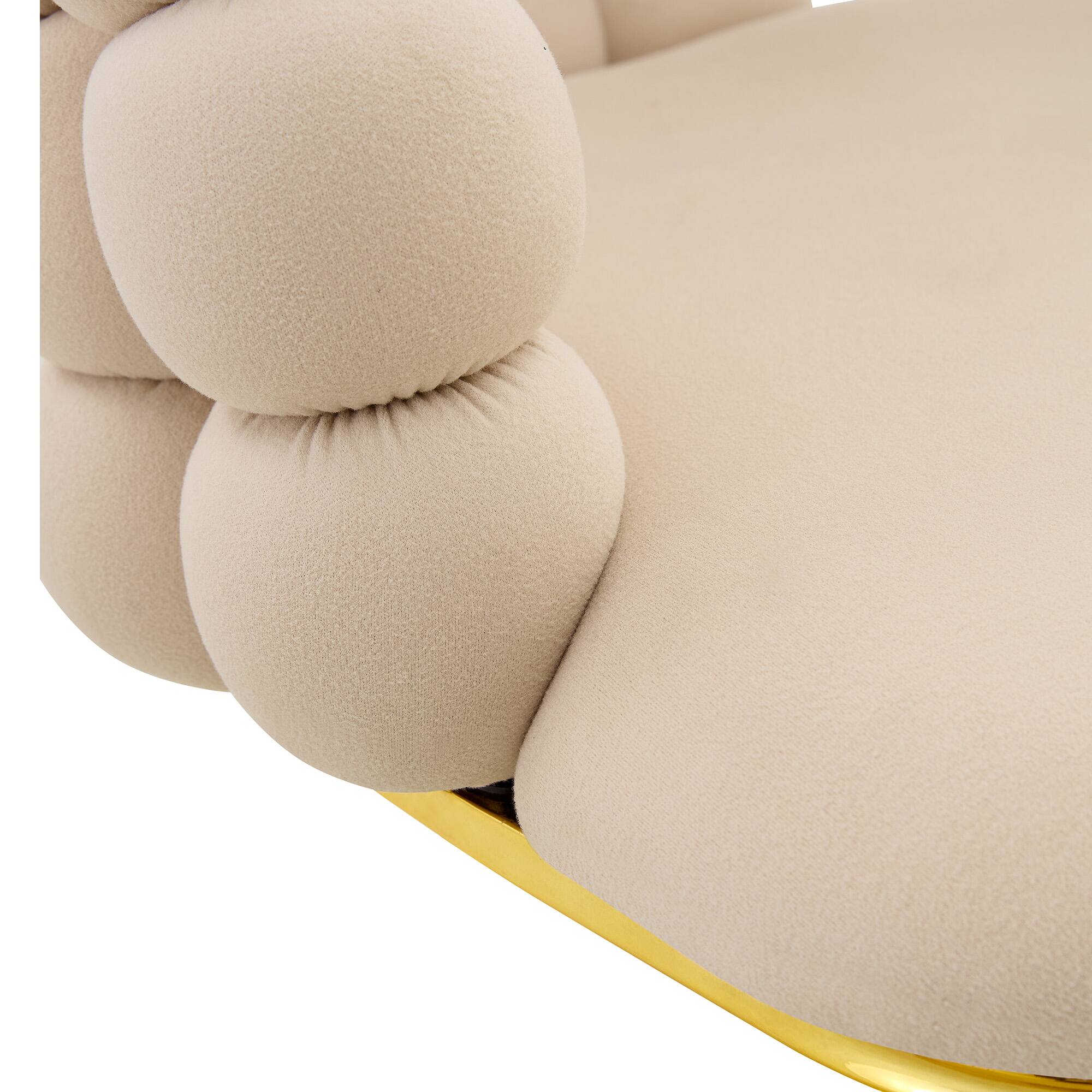 Alt View 9. Loheer - Loheer- Bubble Office Chair Beige Velvet Swivel Accent Chair for Home Office Vanity Desk, Gold Base, 2.82 ft - Beige,Gold.