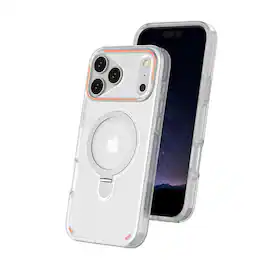 Dteck - Matte 2-in-1 Case for Apple iPhone 17 Pro Max w/ Metal Holder,Shockproof Slim Soft TPU & Hard PC Rugged Cover - Clear