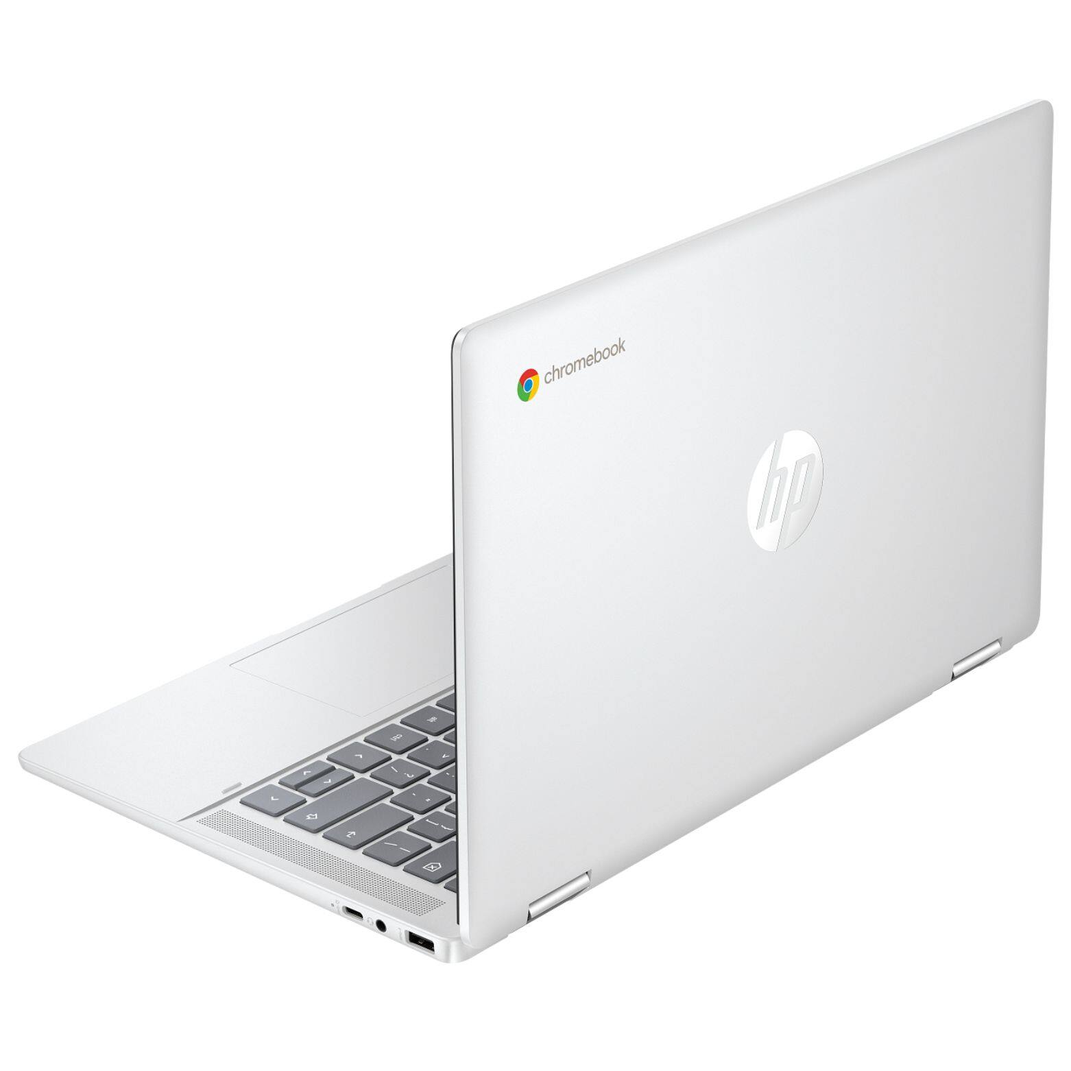 Alt View 3. HP - Chromebook x360 14bt-cd000 14" Intel Processor N200 3.2 GHz up to 3.7 GHz 4GB RAM 64GB SSD ChromeOS - Silver.
