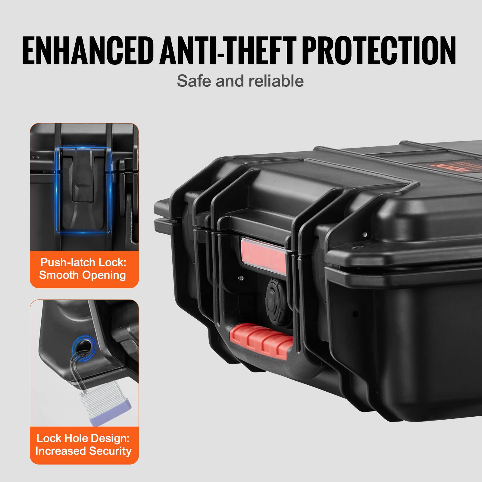 ENHANCED ANTI-THEFT PROTECTION  
Safe and reliable  

Push-latch Lock: Smooth Opening  

Lock Hole Design: Increased Security