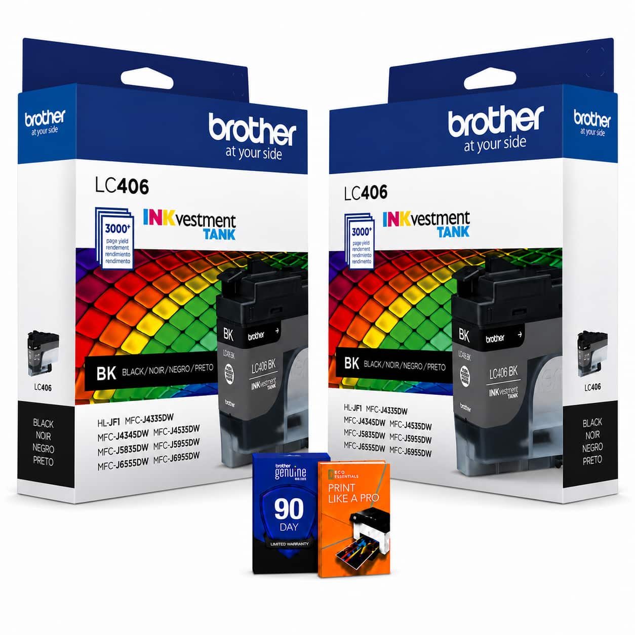 Brother - INKvestment LC406BK Standard-yield Ink cartridges Black (2-Pack) + Printer eBook Bundle