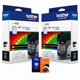 Brother - INKvestment LC406BK Standard-yield Ink cartridges Black (2-Pack) + Printer eBook Bundle
