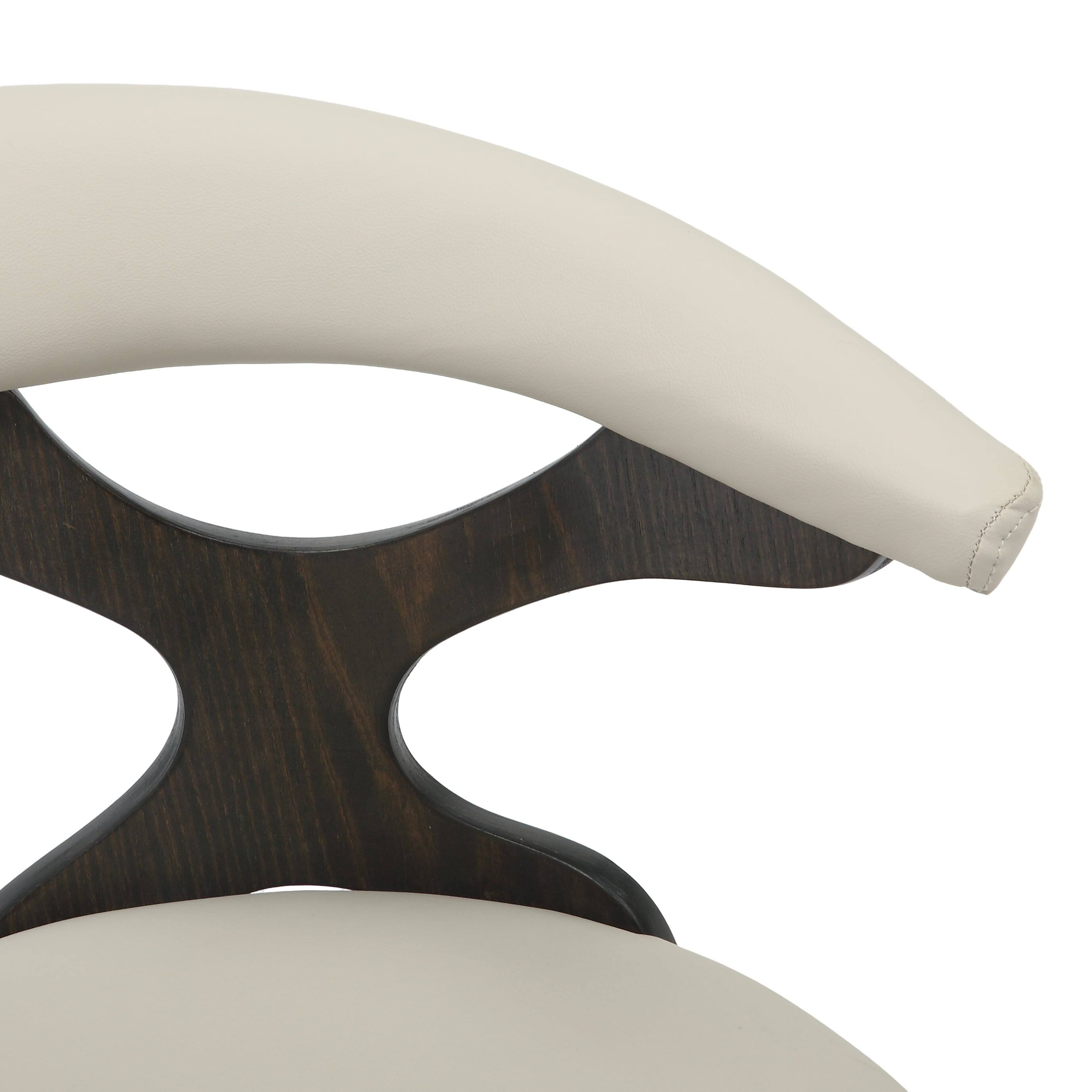 Alt View 3. LeisureMod - Klyne 2-PCS Swivel Dining Chair with Cutout Back & Leather Seat - Walnut/Taupe - Dark Walnut/Taupe.