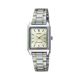Casio - Women’s Two-Tone Stainless Steel Analog Watch Champagne Dial - LTP-V007SG-9EUDF - Silver