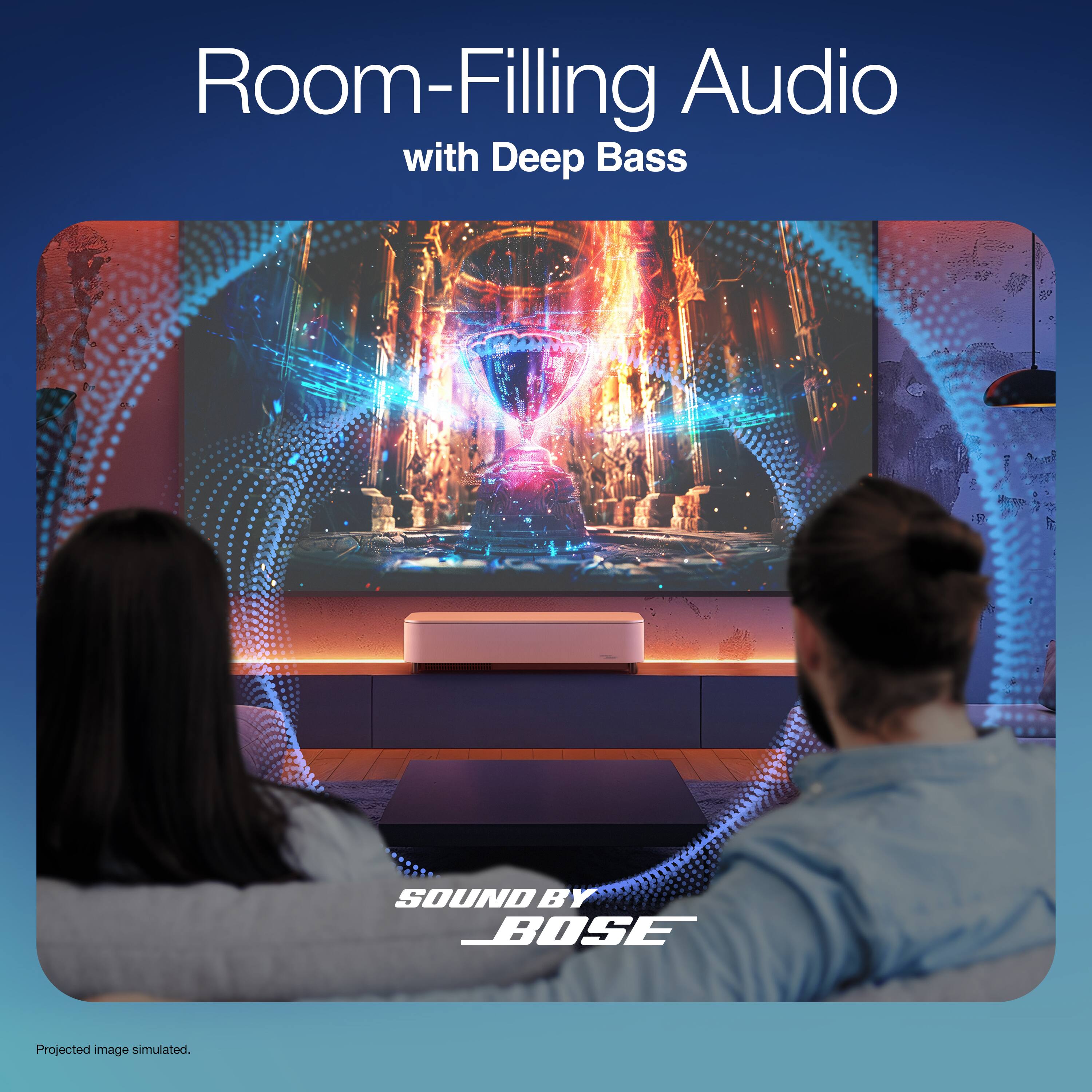 Room-Filling Audio with Deep Bass  
SOUND BY BOSE  
Projected image simulated.