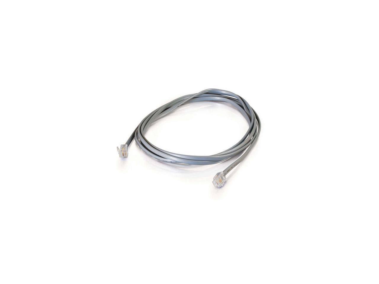 Cables to Go - C2G 09600 RJ12 6P6C Straight Modular Cable, Silver (14 Feet, 4.26 Meters)