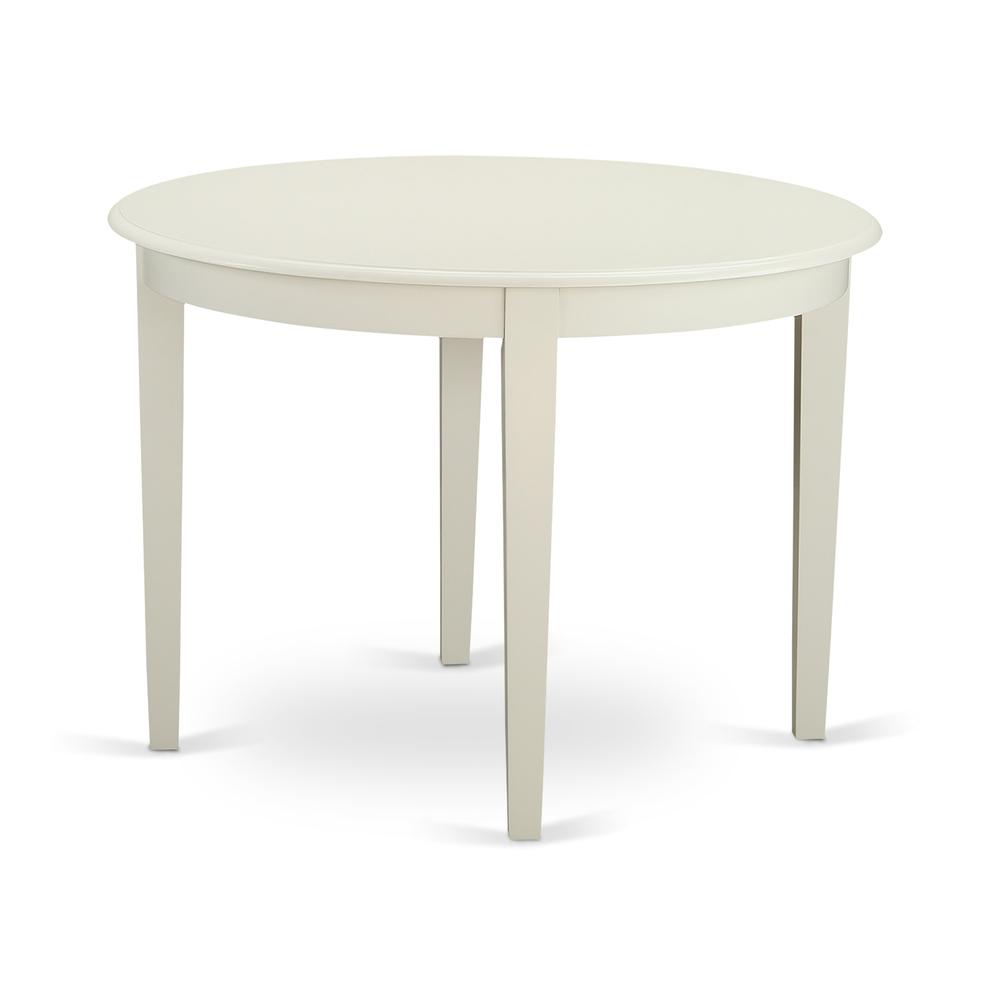 Angle. East West Furniture - Dining Room Set Linen White - Brown.
