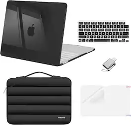 mosiso - For MacBook Neo 13-Inch 2026 A3404 A18 Pro Chip, Protective Hard Shell&Puffy Sleeve Bag&Keyboard Skin&Screen Film&Type C - Crystal Black