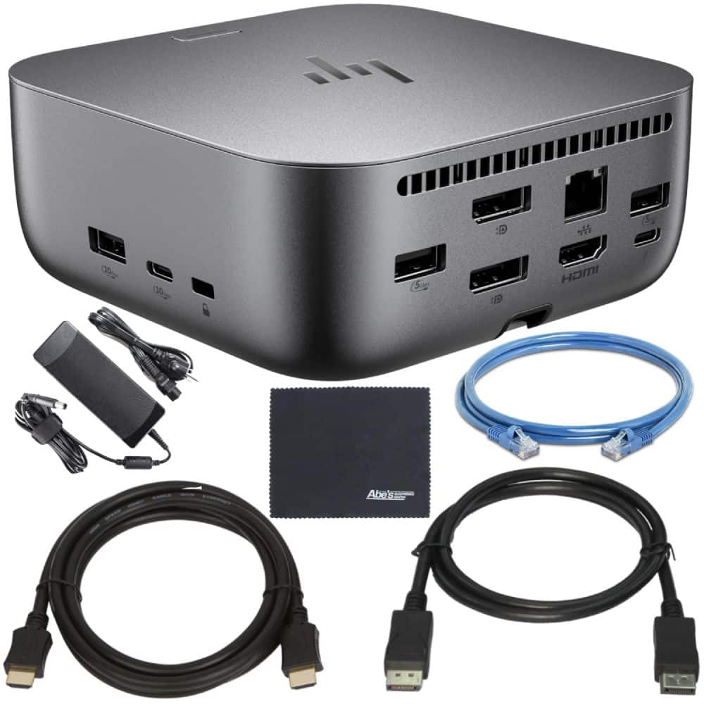 HP - Thunderbolt 4 100W G6 Dock with cables and cleaning cloth