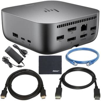 HP Thunderbolt 4 100W G6 Dock with cables and cleaning cloth HP Thunderbolt 4 100W G6 Dock with cables and cleaning cloth