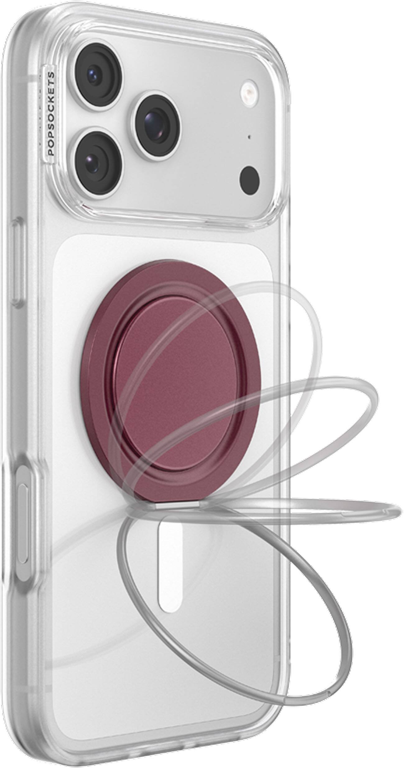 Alt View 7. PopSockets - PopSockets Low-Pro Grip for MagSafe, Ultra-Thin Magnetic Phone Grip with Kick-Out Stand - Burgundy.