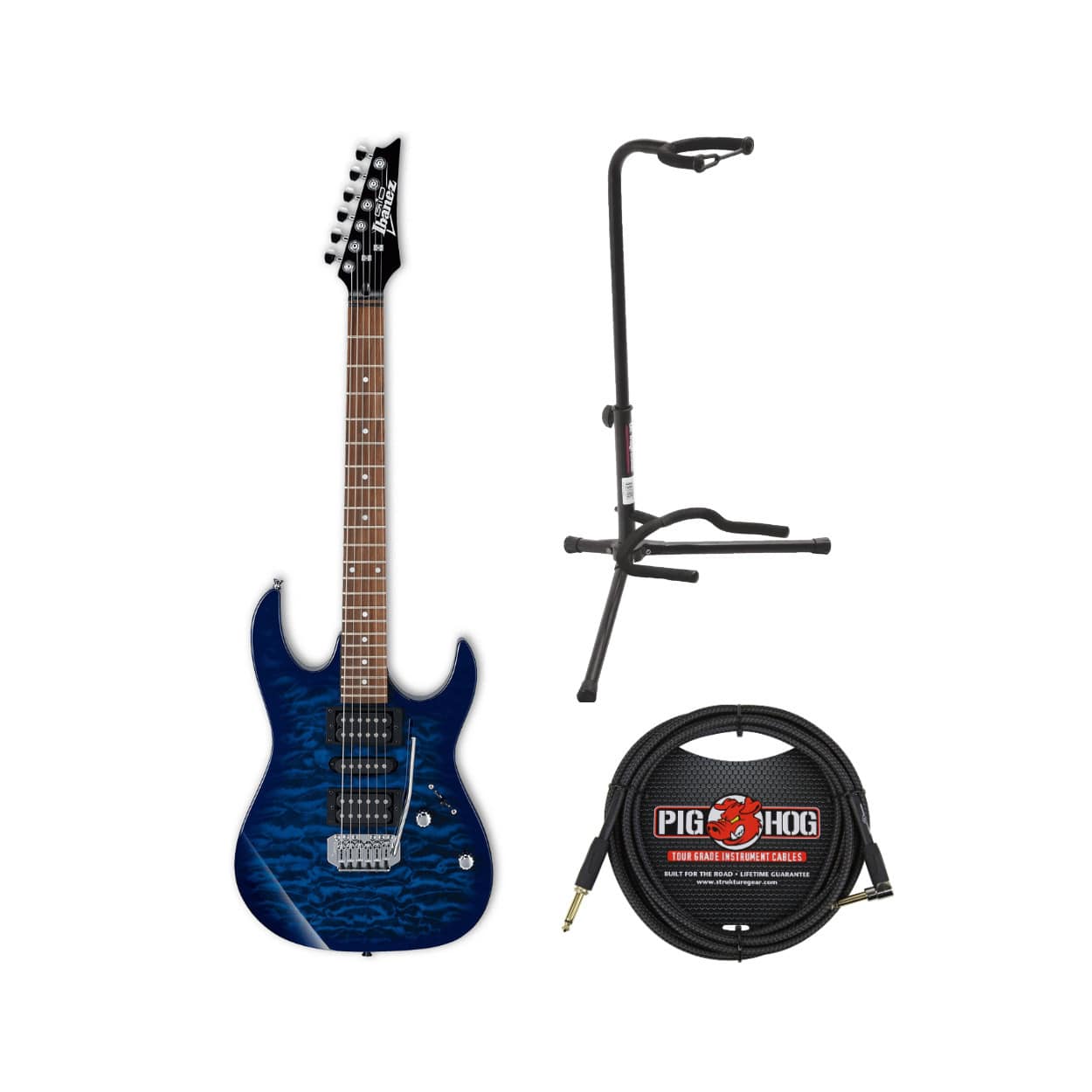 Ibanez - GRX70QA GIO Electric Guitar with Instrument Cable and Guitar Stand