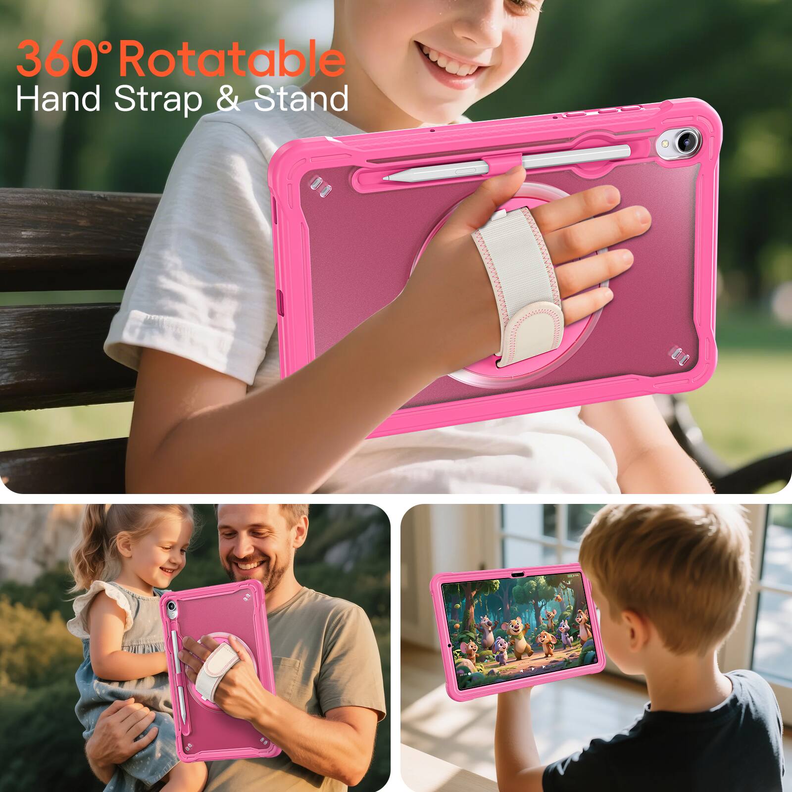 360° Rotatable Hand Strap & Stand