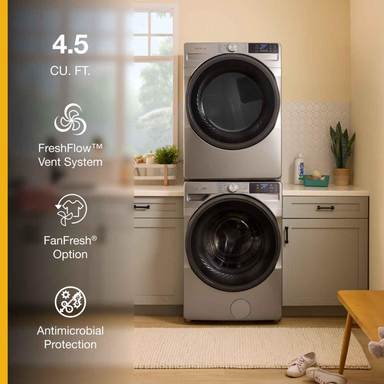 4.5 CU. FT.

Whites

FreshFlow™ Vent System

FanFresh® Option

Antimicrobial Protection