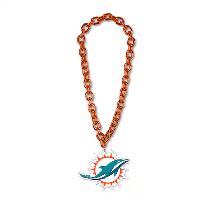 Front. WinCraft - Miami Dolphins Big Chain Logo Plastic Necklace - Multicolor.
