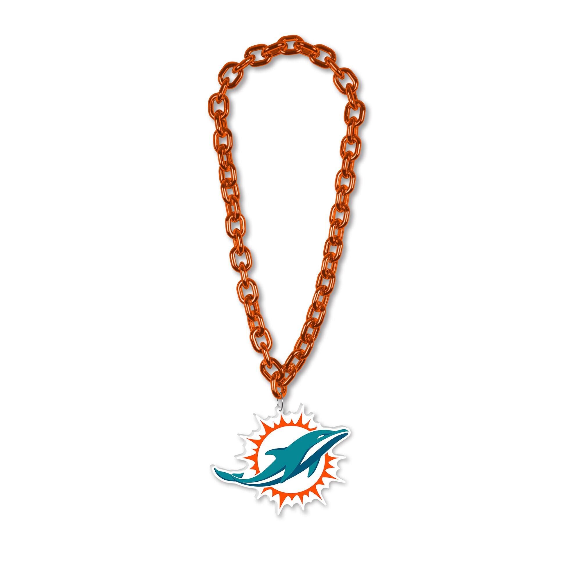 Front. WinCraft - Miami Dolphins Big Chain Logo Plastic Necklace - Multicolor.