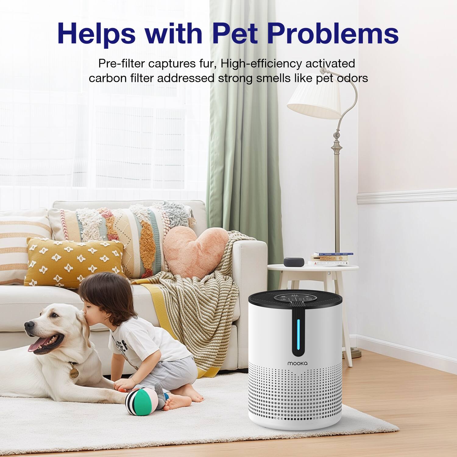 Helps with Pet Problems

Pre-filter captures fur, High-efficiency activated carbon filter addresses strong smells like pet odors