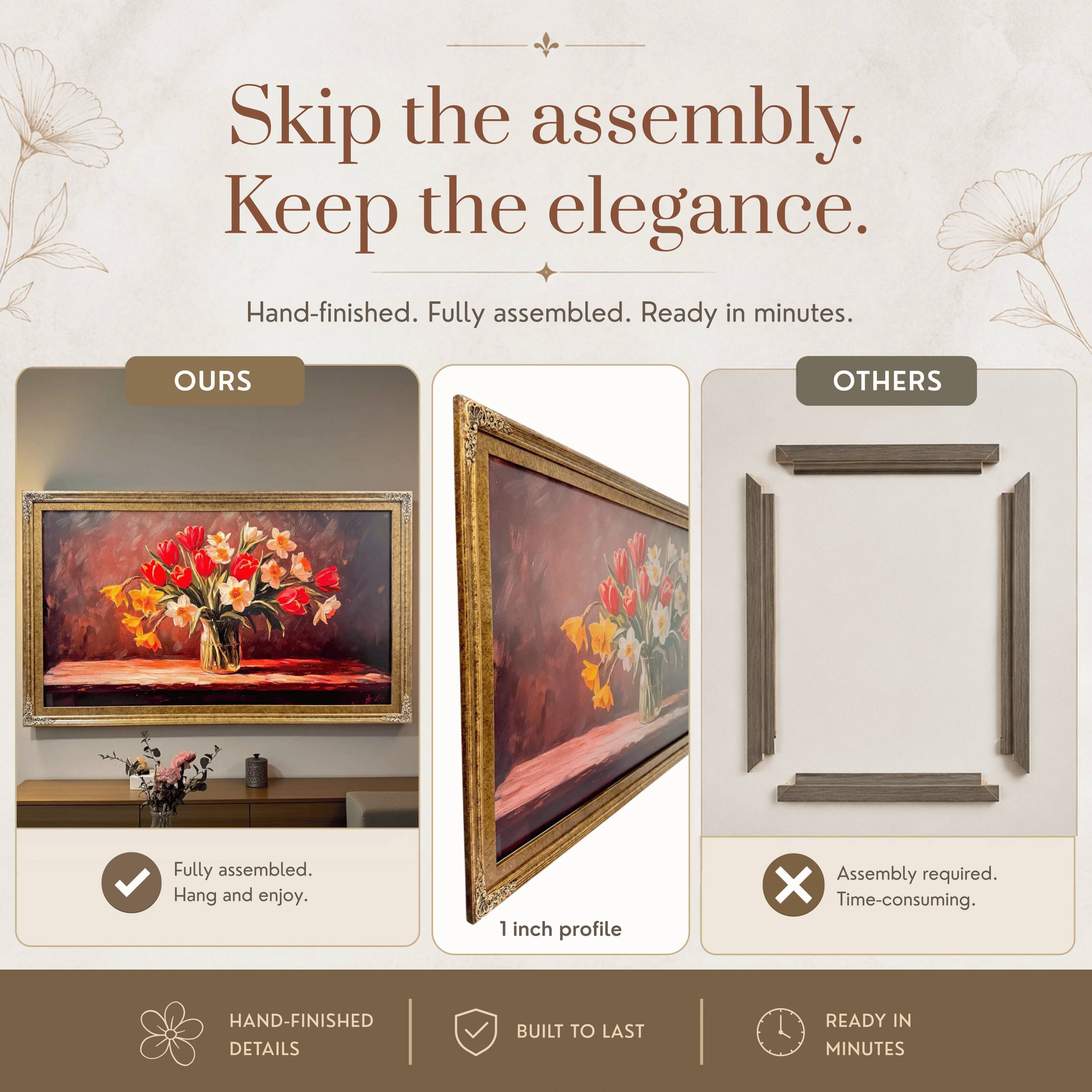 LAREDO FRAME FACTORY 55 inch Handmade Ornate Tv Frame For TCL