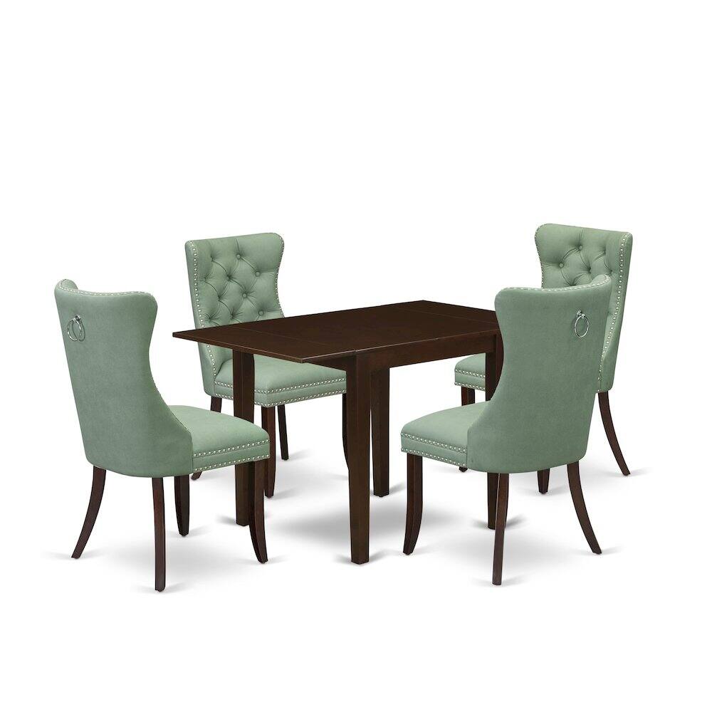 East West Furniture - 5 Piece Dining Set Consists of a Rectangle Kitchen Table with Dropleaf - Red