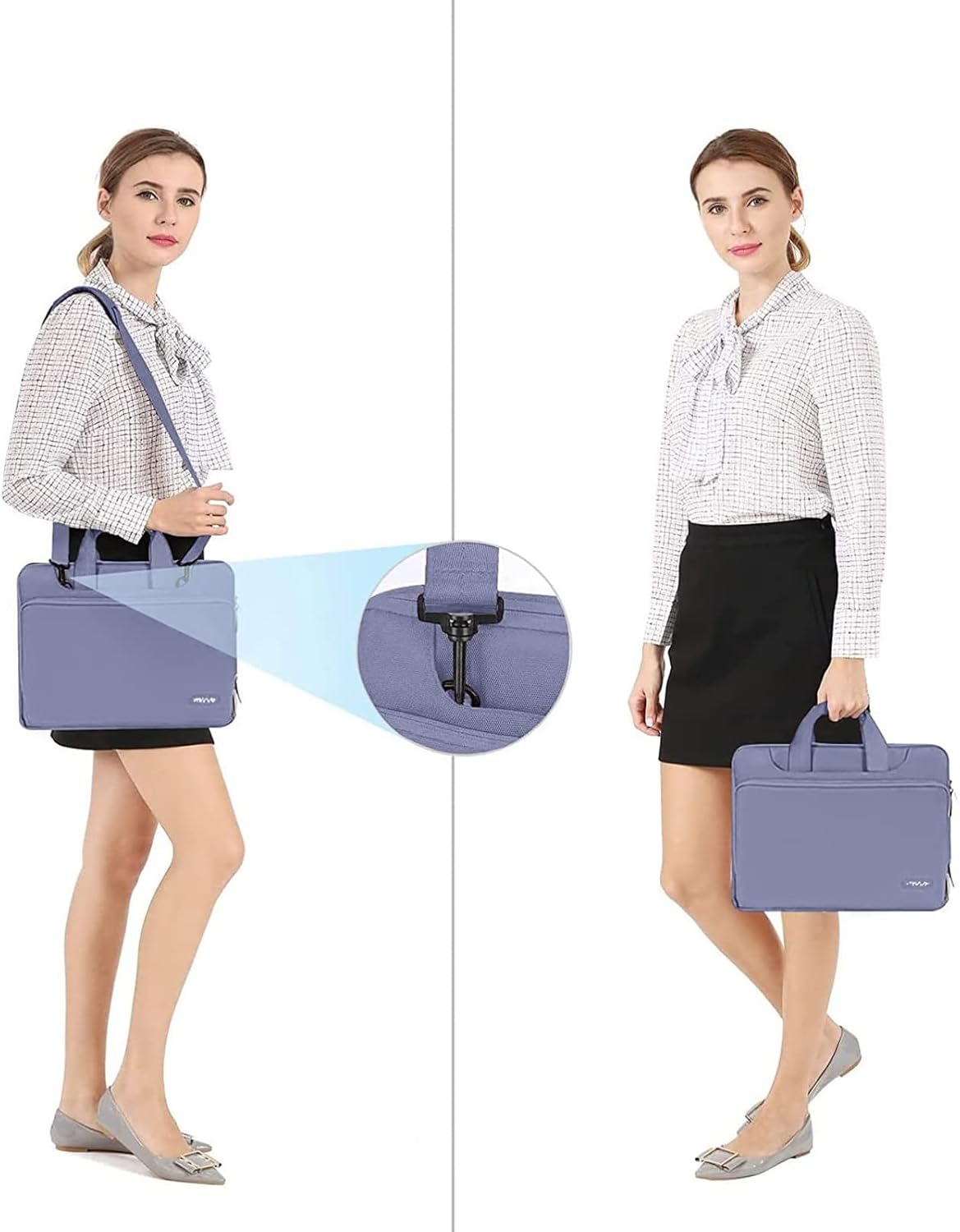 Alt View 1. mosiso - 360 Protective Laptop Bag 13.3 inch, Computer Carrying Case with Shoulder Strap for MacBook Air Pro 13 14 HP Dell - Lavender Gray.