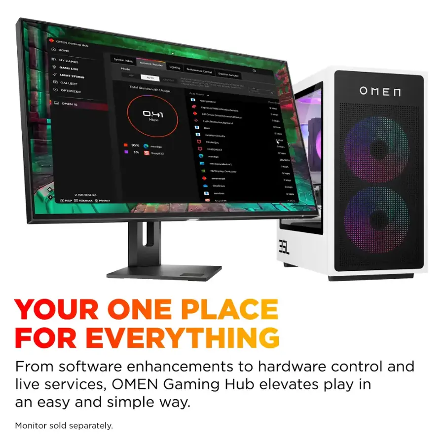 OMEN Gaming Hub - Your One Place for Everything

From software enhancements to hardware control and live services, OMEN Gaming Hub elevates play in an easy and simple way. Monitor sold separately.