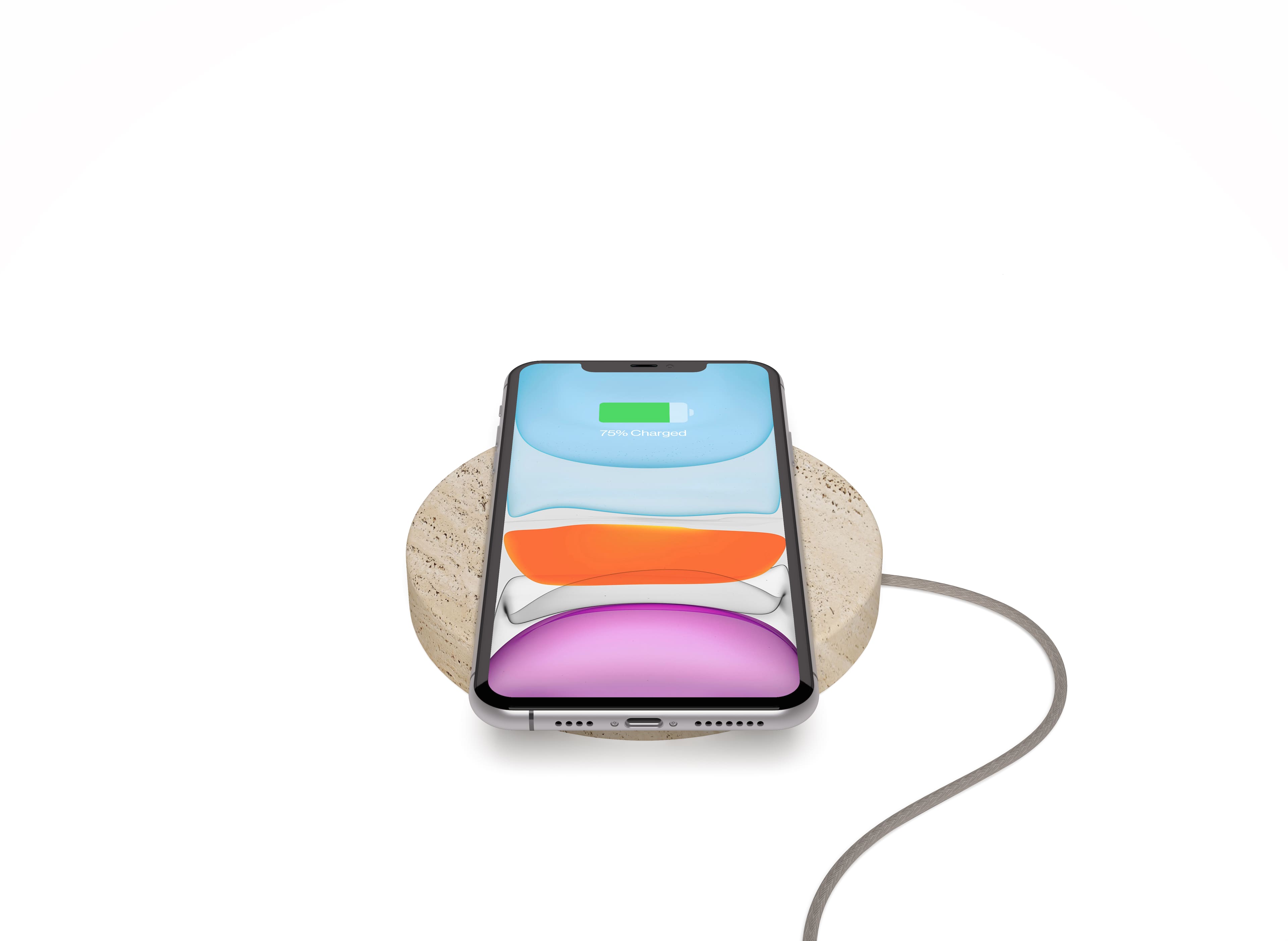 Front. Einova - Eggtronic Stone 10W Wireless Charging Pad for Qi-enabled Devices - Travertine.