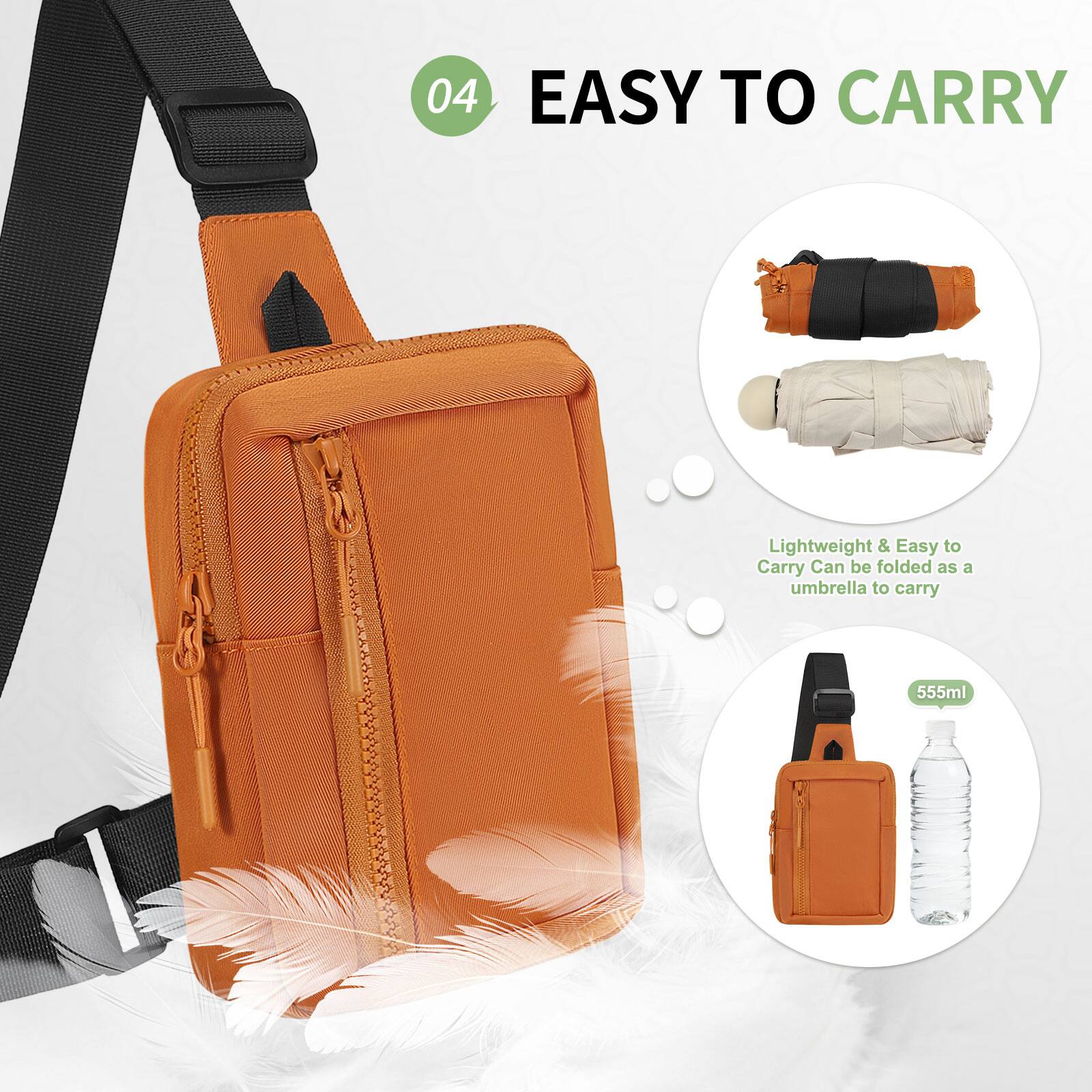 04 EASY TO CARRY

Lightweight & Easy to Carry  
Can be folded as an umbrella to carry

555ml