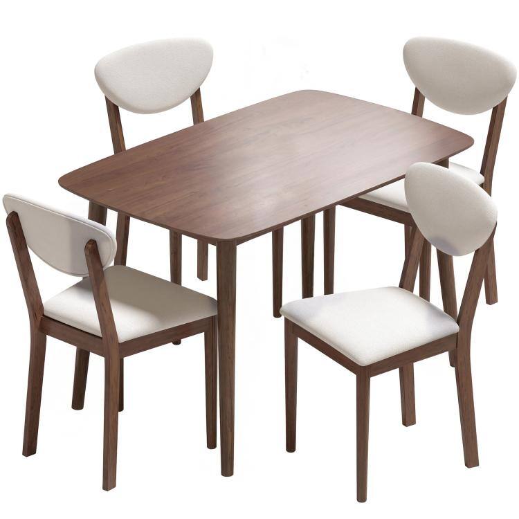 Front. PULUZ - 5-Piece Dining Table Set for 4, Mid-Century Modern Kitchen Table and Chairs - Cream White.