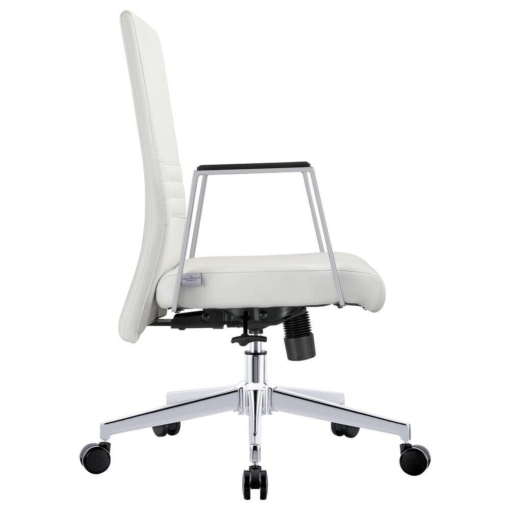 Alt View 4. LeisureMod - Aleen Office Chair in Upholstered Leather and Iron Frame with Swivel and Tilt Comfortable Desk Chair for Home Office - White.