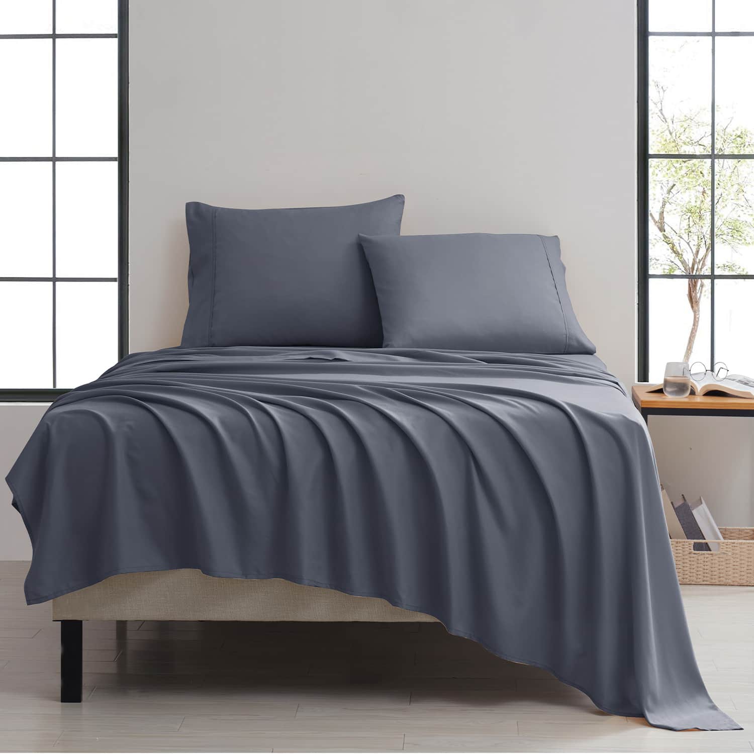 Kathy Ireland - Twill Weave Luxury 4-Piece Sheet Set - Grey
