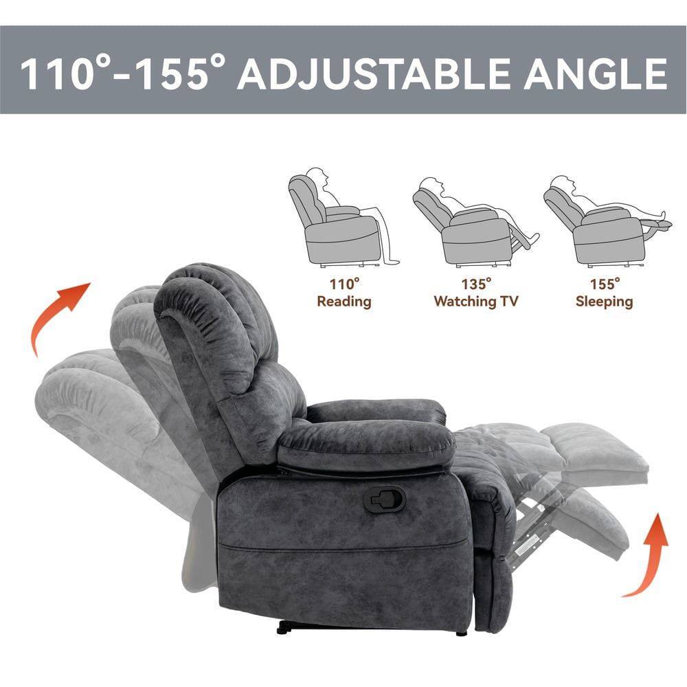 110°-155° Adjustable Angle

110° Reading  
135° Watching TV  
155° Sleeping