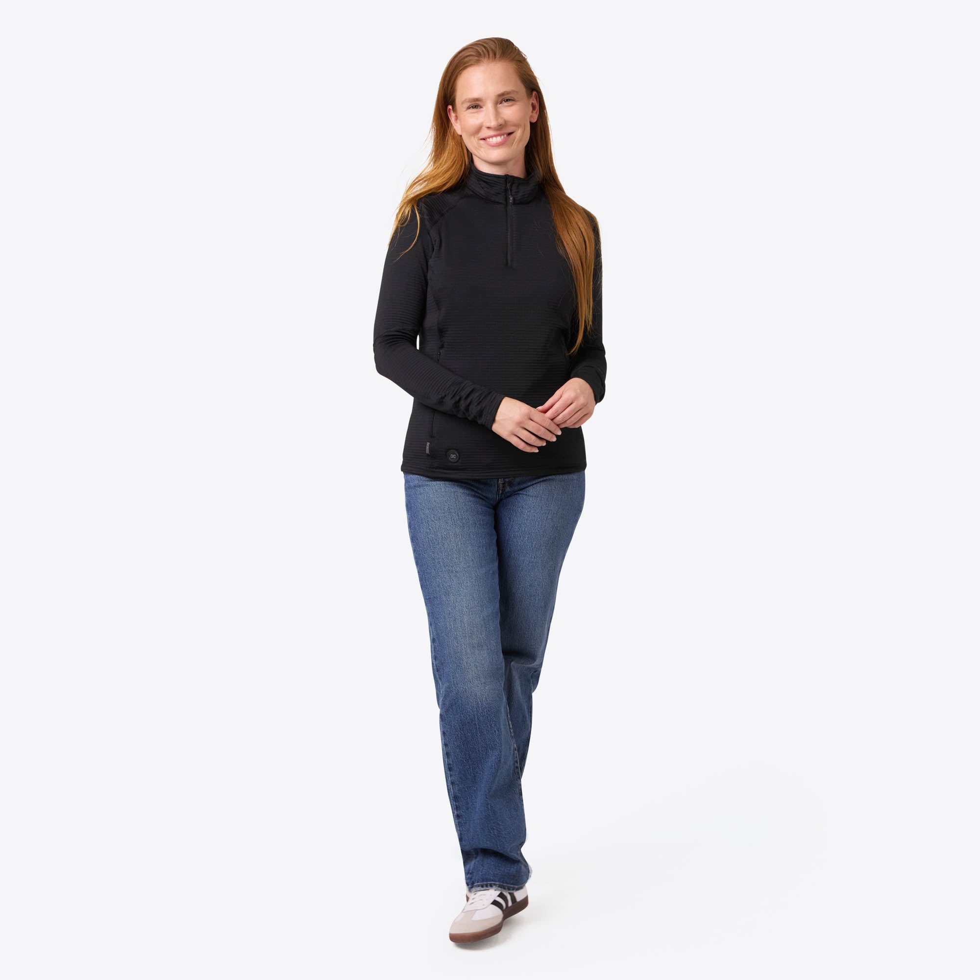 Alt View 2. Mobile Warming - Women's Element Mid-Layer Heated 1/4 Zip LS Shirt - Black.