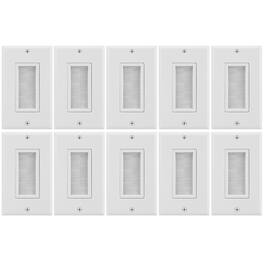 Fosmon - 1 Gang Brush Wall Plate 10 Pack, Ethernet Wall Plate Cover, Cable Pass Through Wall Plate for Speaker Coaxial HDMI Cable - White