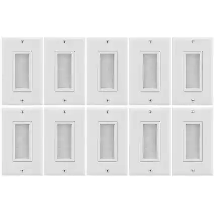 Front. Fosmon - 1 Gang Brush Wall Plate 10 Pack, Ethernet Wall Plate Cover, Cable Pass Through Wall Plate for Speaker Coaxial HDMI Cable - White.