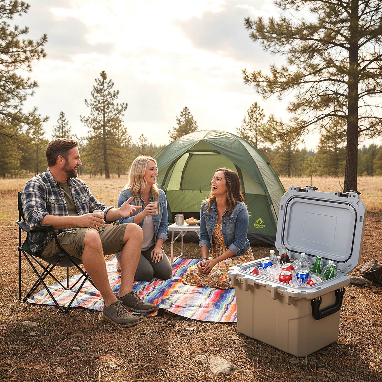 Alt View 1. Costway - Costway 53 QT Ultra-Light Injection Molded Cooler with 2 Handles & Bottle Opener for 6 Days - Coffee.