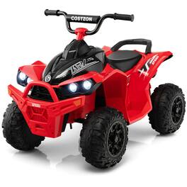 Costway - 12V Battery Powered Kids Ride On ATV Electric 4-Wheeler Quad Car with MP3 & Light - Red