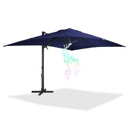 Mondawe - 10x13ft Patio Cantilever Umbrella Square Large Offset Sun Umbrella with Bluetooth Speaker - Navy Blue