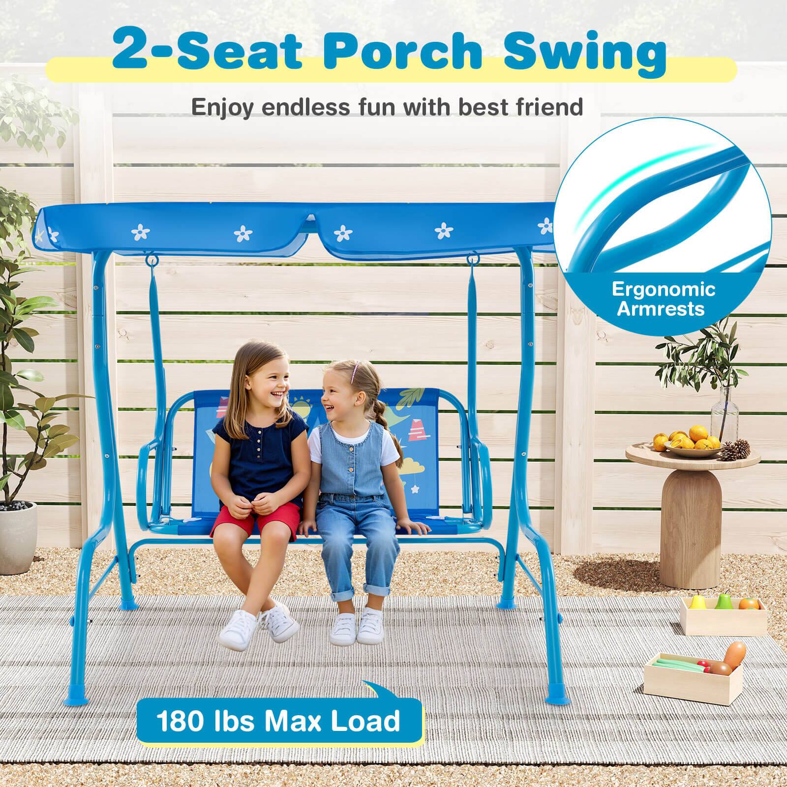 2-Seat Porch Swing  
Enjoy endless fun with best friend  

Ergonomic Armrests  

180 lbs Max Load