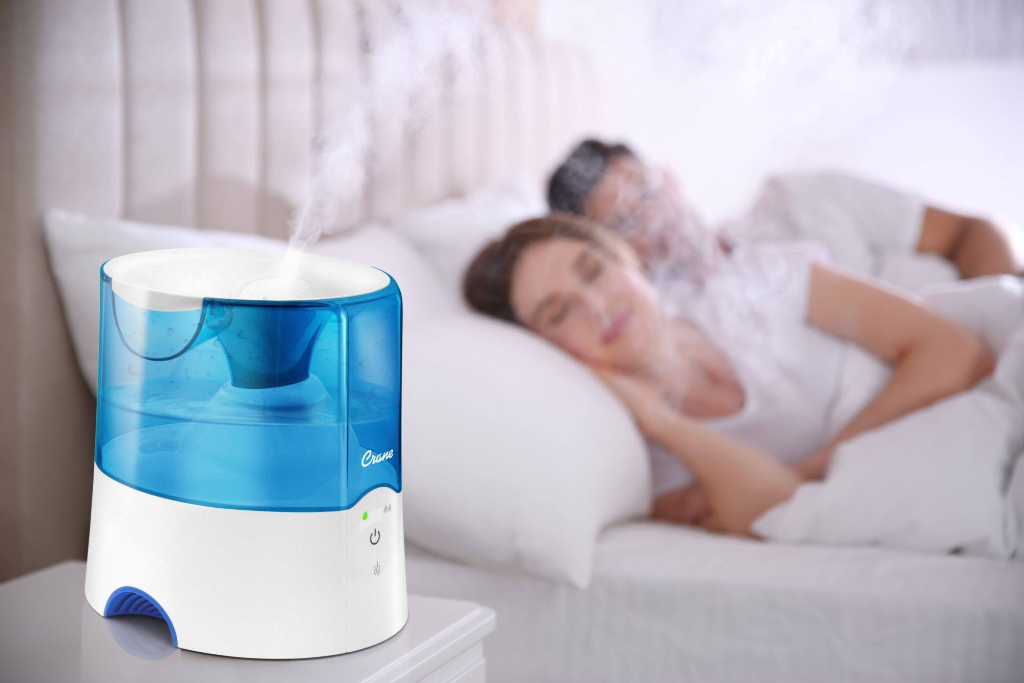 Alt View 4. CRANE - 0.5 Gal. Warm Mist Humidifier with 2 Speed Settings - Blue/White.