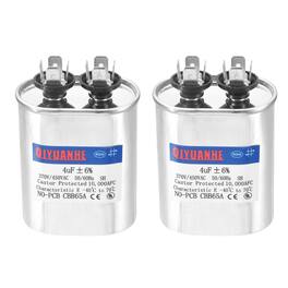 Unique Bargains - 2pcs CBB65 4uF 370/450V Oval Run Start Capacitor for AC Motor Start HVAC Compressor Generator Air Condenser Heat Pump - Silver