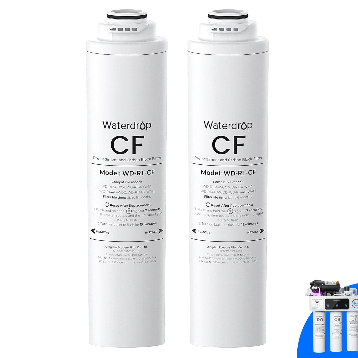 Waterdrop - WD-RT-CF Replacement Filter, 2pack - White