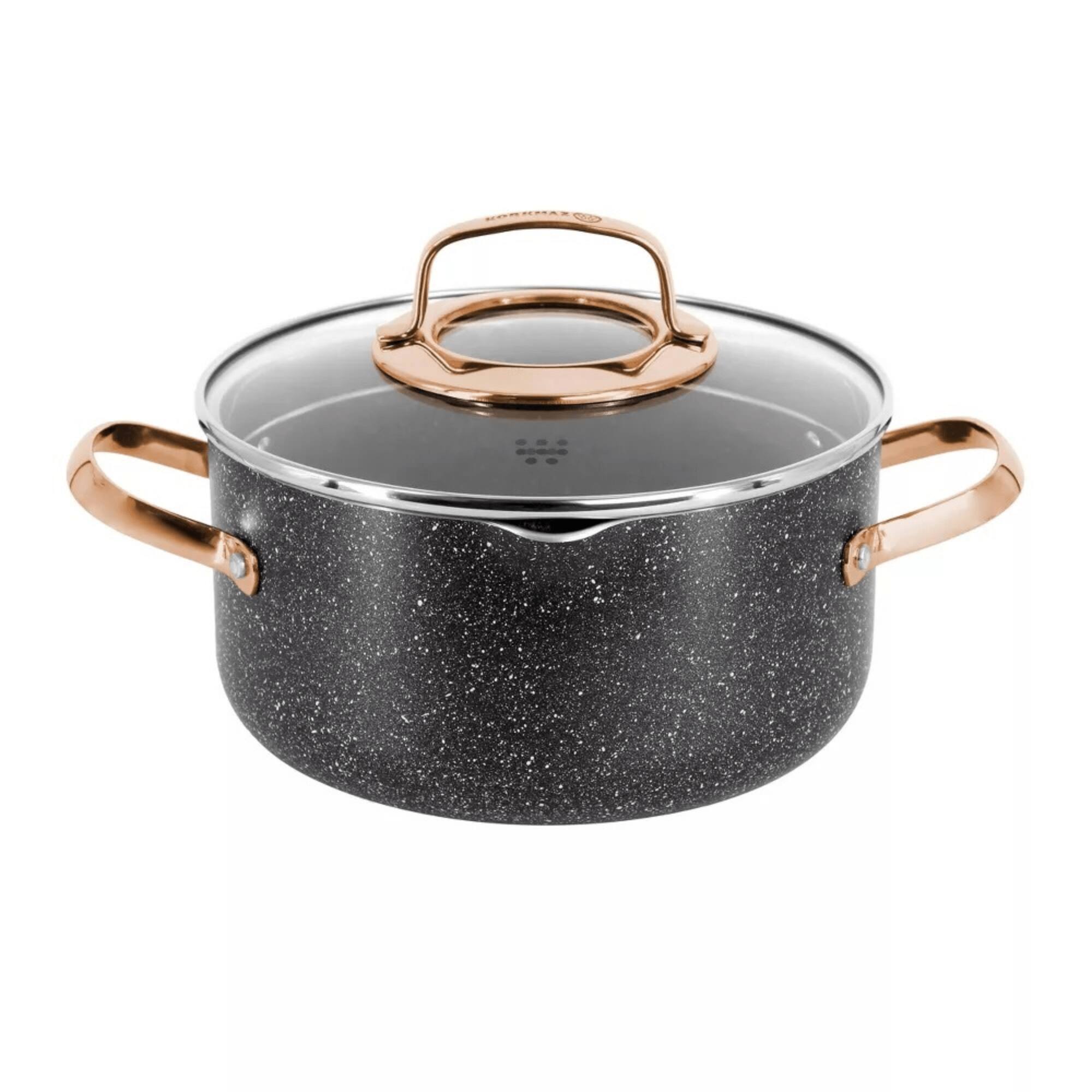 Alt View 2. Korkmaz - 7 Piece Non Stick Aluminum Cookware Set - Rose Gold.